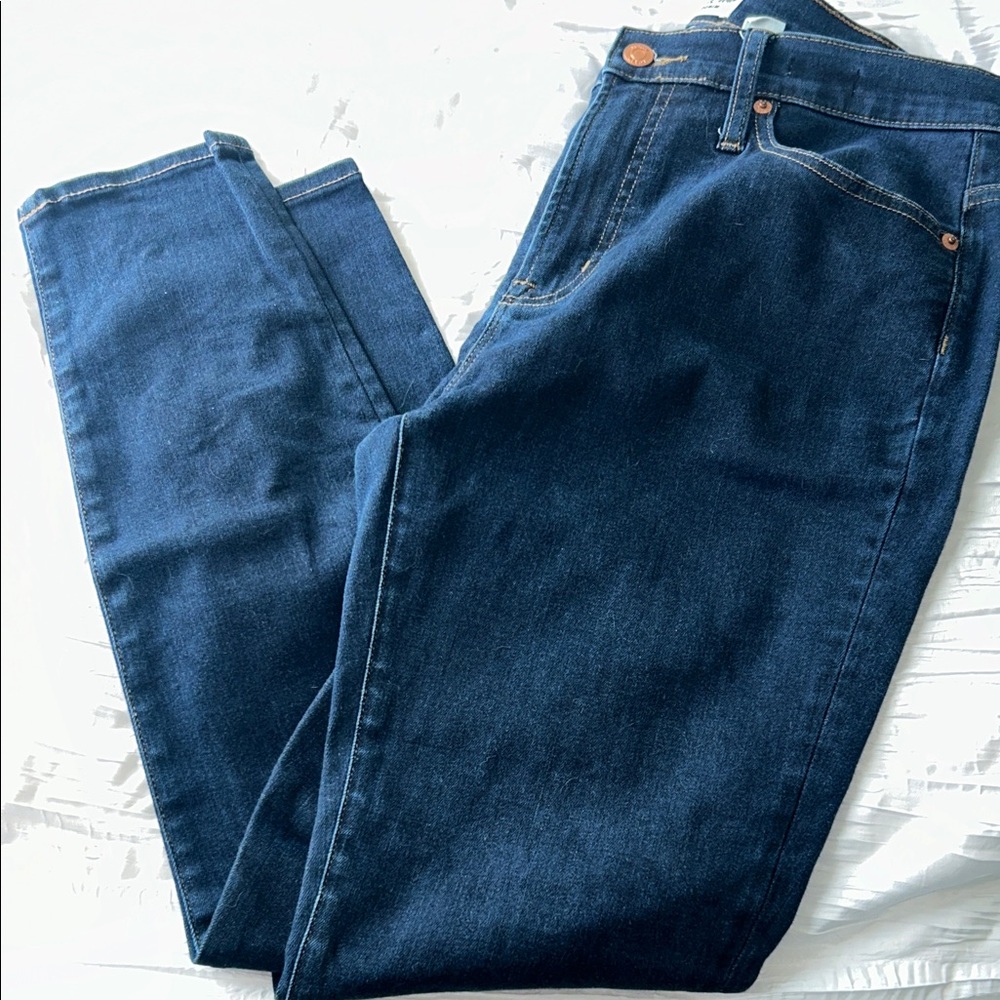 Jcrew size 10 30 Dark wash 10" high rise toothpick stretch Blue Jeans - Picture 2 of 12